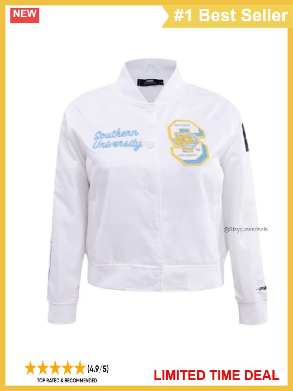 Womens College Classic Essentials Satin Jacket Quilted Snap Lightweight